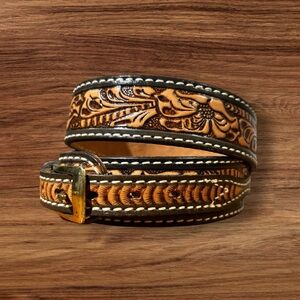 Justin's Top Grain Cowdide Handcrafted Embossed Western Leather Belt Mens